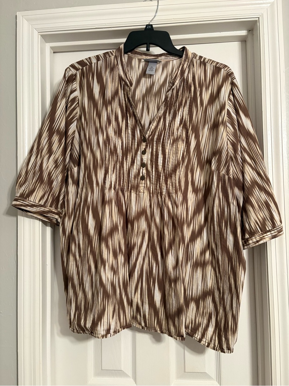 Brown & Cream Patterned Casual Womens blouse